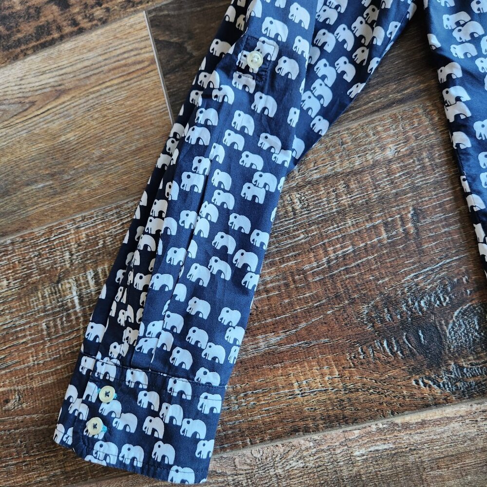 Talbots Elephant Printed Button-Up Tunic Shirt Lo… - image 6